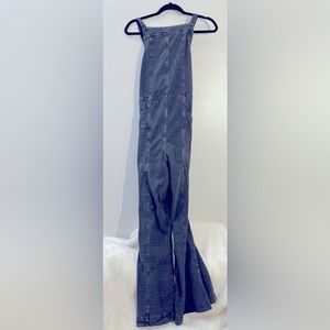 Free People Savannah Overalls Smocked Black/Gray